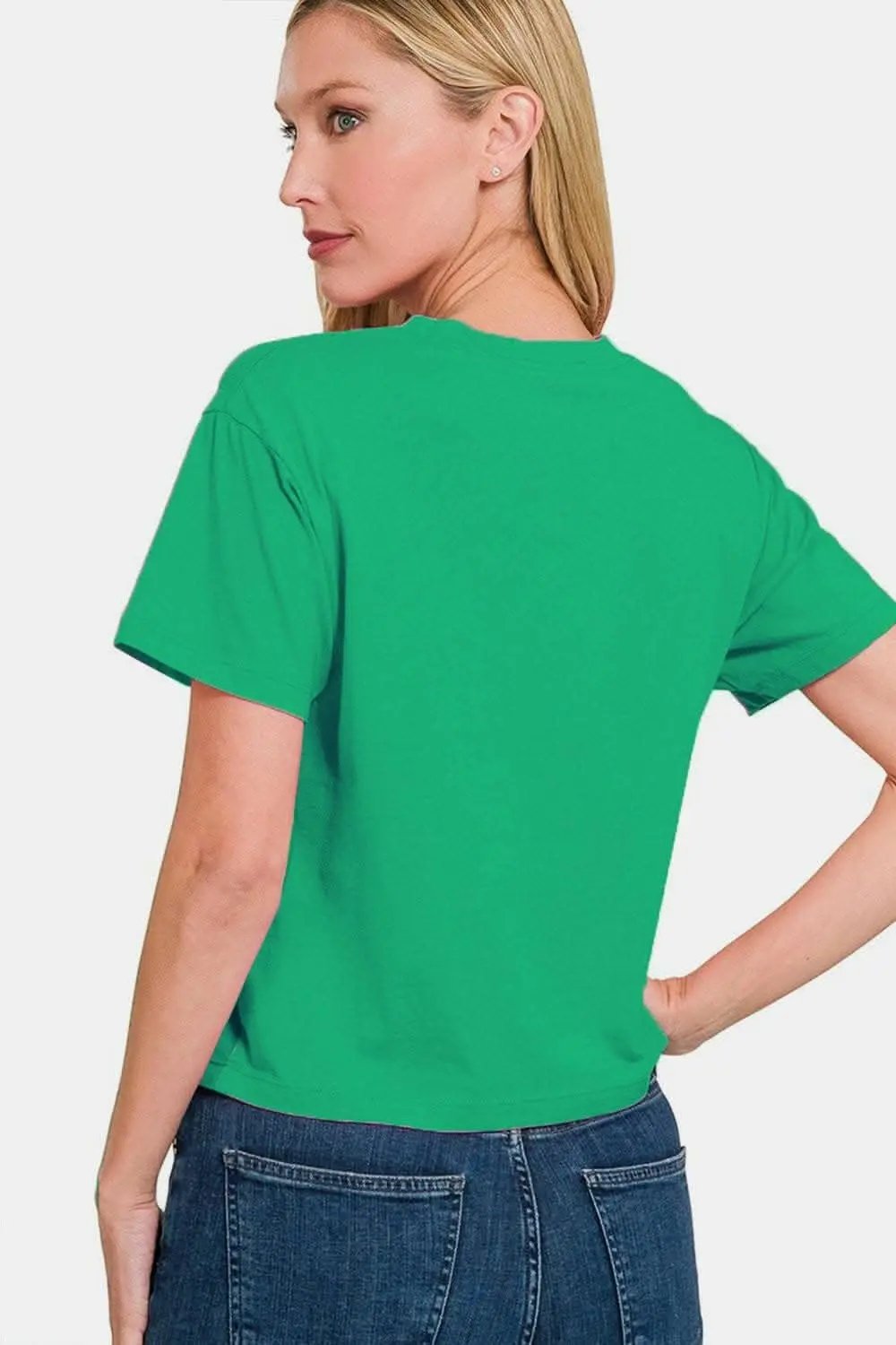 Trendy Zenana Cropped T-Shirt with Round Neck - Love Salve